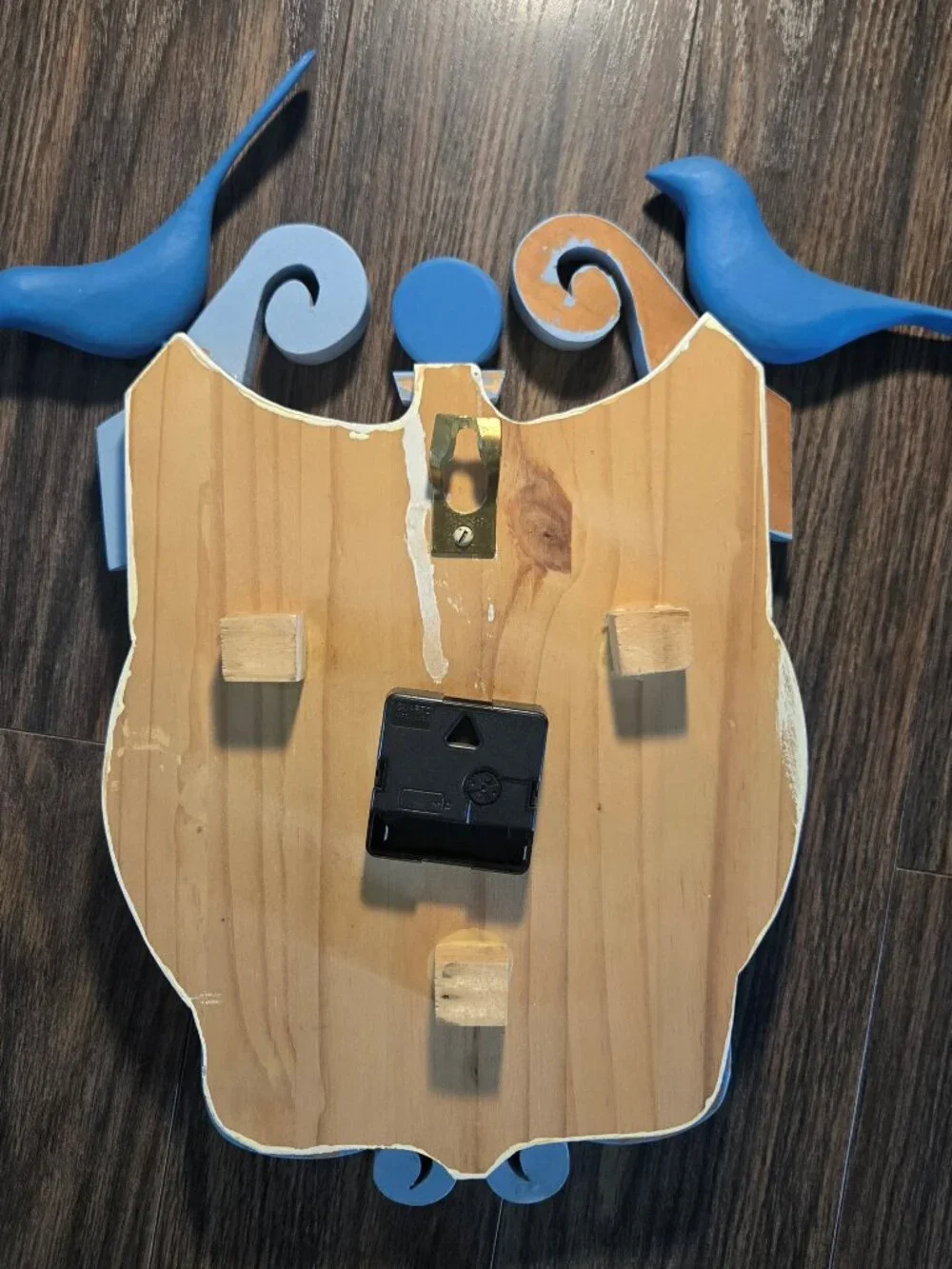 Cottagecore Style Handmade Wooden Wall Clock with Bluebirds